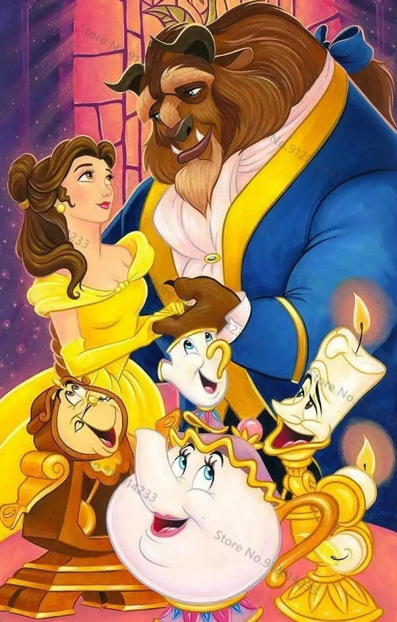 Beauty And The Beast Diamond Painting Disney Cartoon Movie Characters 5D  Diamond Embroidery Couple Picture Mosaic