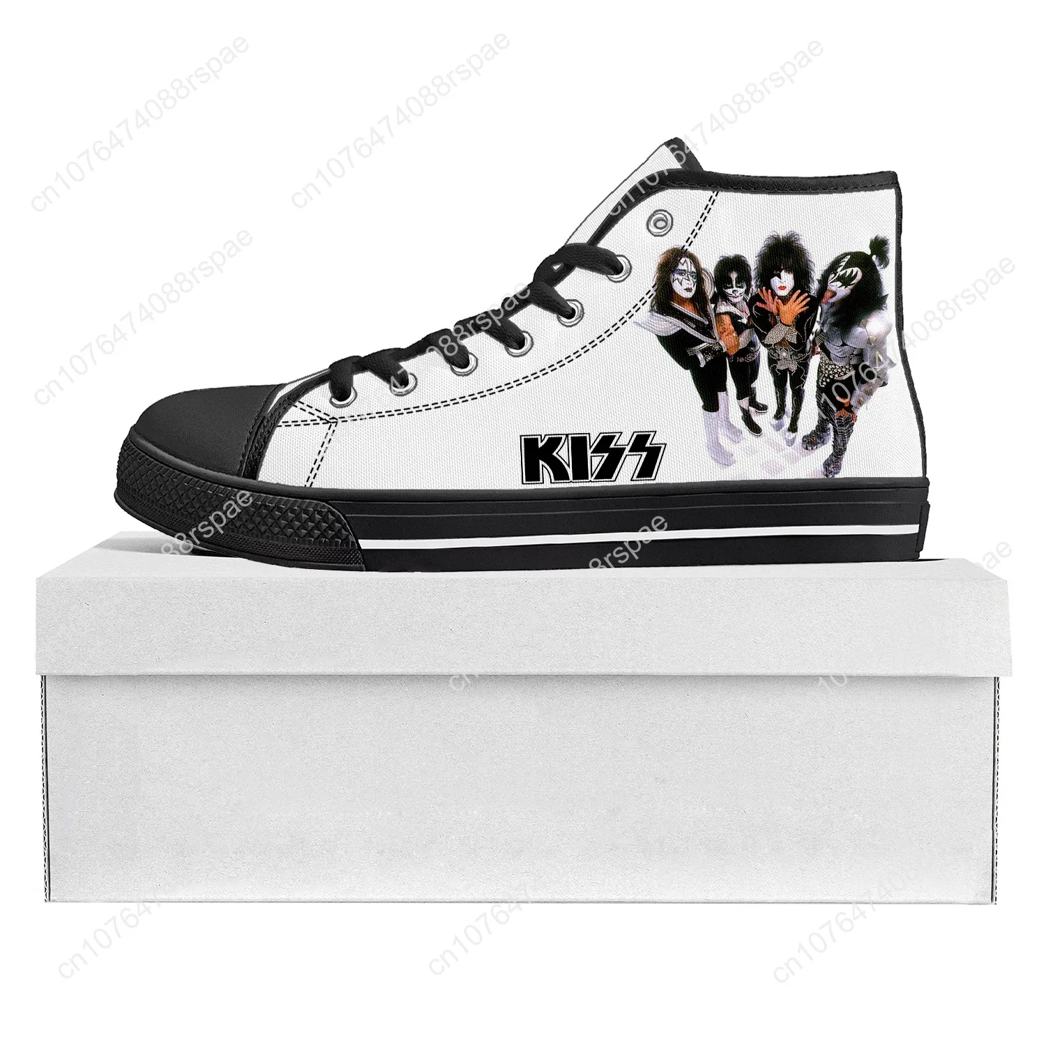Kiss Heavy Metal Rock Band Fashion High Top High Quality Sneakers Mens Womens Teenager Canvas Sneaker Couple Shoe Custom Shoe