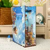 DIY Book Nook Wooden Miniature Model Kit Balloon Town Famous Movie Casa Bookend Assembled 3D Puzzle Bookshelf Home Decor Gifts 2