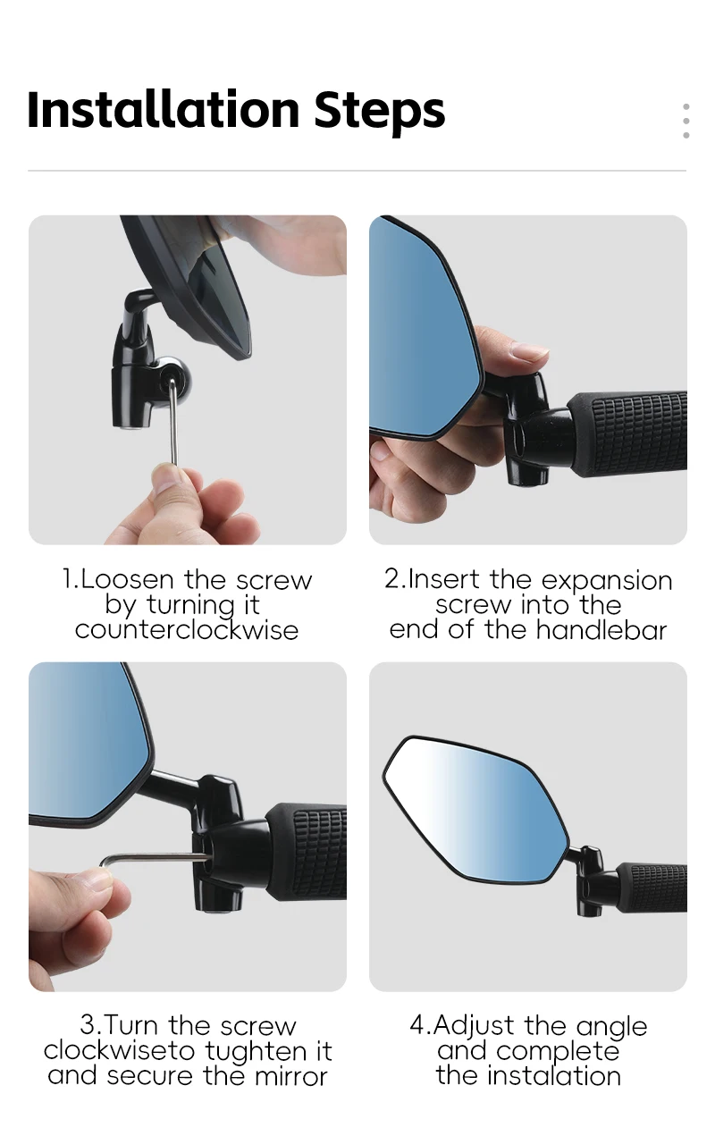 Stable Bicycle Mirror Anti Glare Aluminum Alloy Bracket Anti Vibration with Installation Hex Key Bicycle Accessories