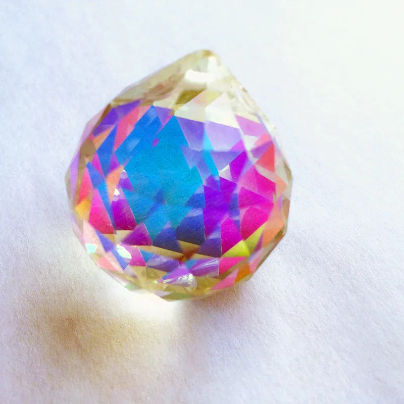 Top Quality 15-40mm Rainbow Faceted Ball Suncatcher Crystal Pendant Glass Fengshui Sphere Christmas Tree Hanging Home Decoration
