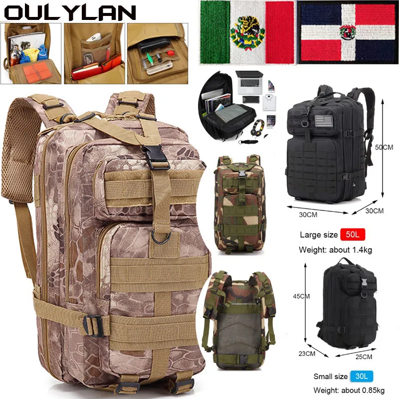 

Тактический рюкзак Oulylan 30 л 50 л 3P, армейский уличный Водонепроницаемый ранец для альпинизма, спортивные сумки для кемпинга, походов