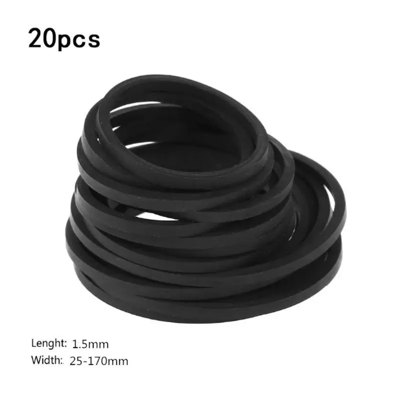20pcs/set 25-170mm 1.5mm Width Mix Cassette Rubber Square Belts