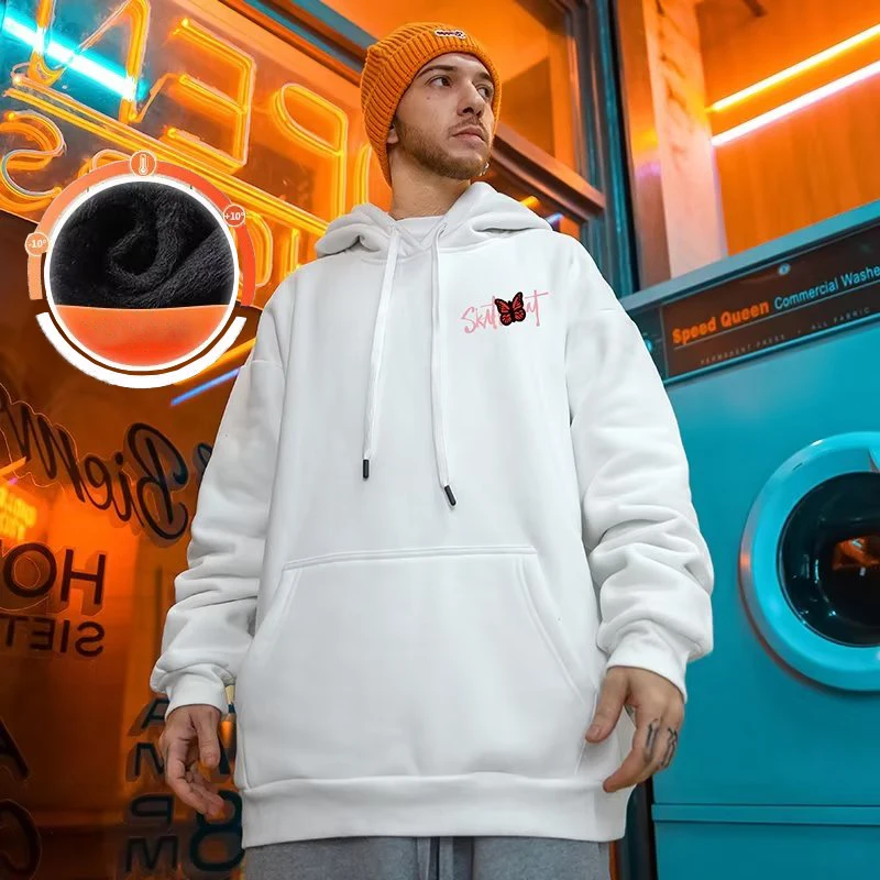 Hooded Sweater Men's Trendy Brand Large Size M-8XL Men's Autumn And Winter Style Plush And Thick Fat Hip-hop Pullover Jacket