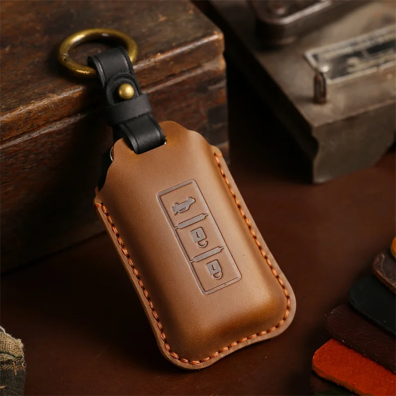 Кожаный чехол для автомобильного ключа, чехол для Mitsubishi Outlander 2015 2017 Xpander Triton ASX LANCER Pajero Sport 3 2020G Eclipse Cross L200