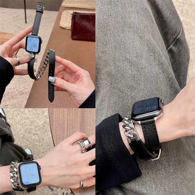 Bracelet Apple watch pour homme, bracelet Apple watch en cuir 45