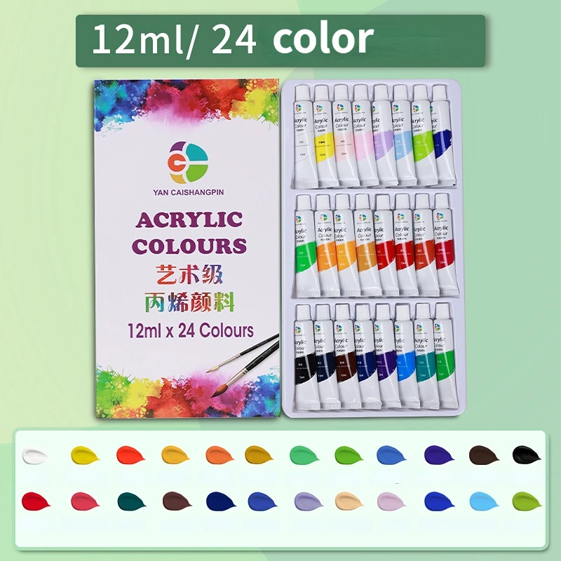 24 Colors Acrylic Paints Set 12ml Tubes Drawing Painting Pigment  Hand-painted Wall Paint For Artist DIY - Price history & Review, AliExpress Seller - Dolly Store