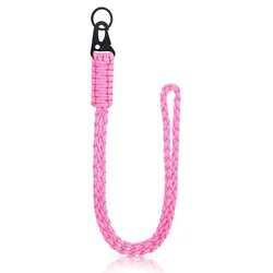 Durable Braided Paracord Lanyard with Metal Clip Key Ring (Pink)