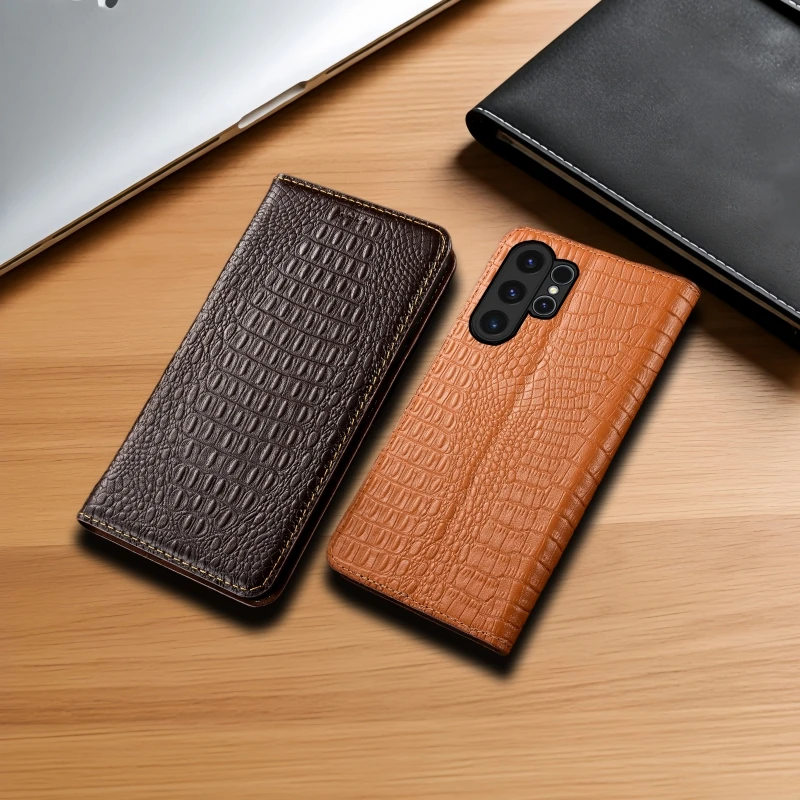 Premium Genuine Leather Flip Cover Wallet Phone Case Shell