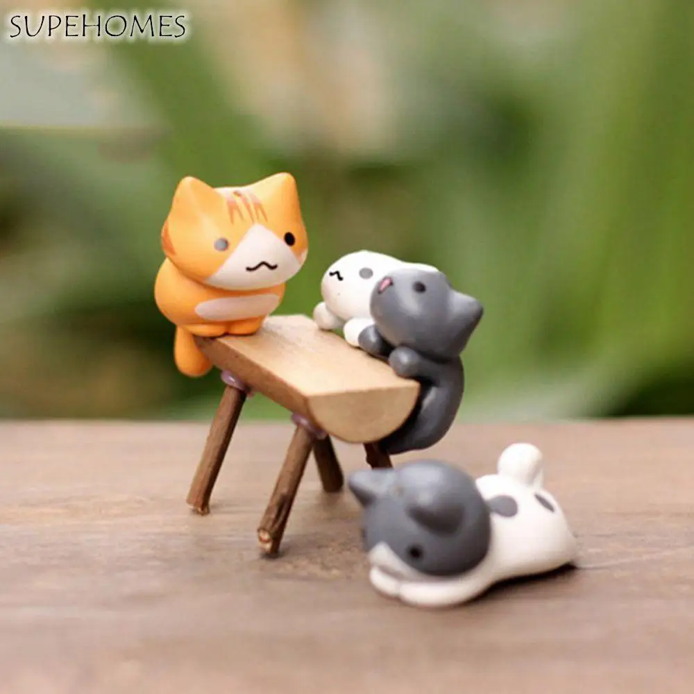 

Cartoon Garden Home Lazy Cats Figurines Micro Landscape for Kitten Landscape
