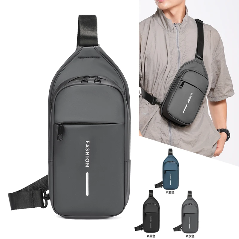 Functional chest bag, casual sports messenger bag, made of durable Oxford fabric, with adjustable shoulder strap