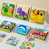 Baby Wooden Blocks Toys Children Six Side Cube Jigsaw Puzzles Game Animal Fruit Traffic Cognize Early Learning Educational Toys 1
