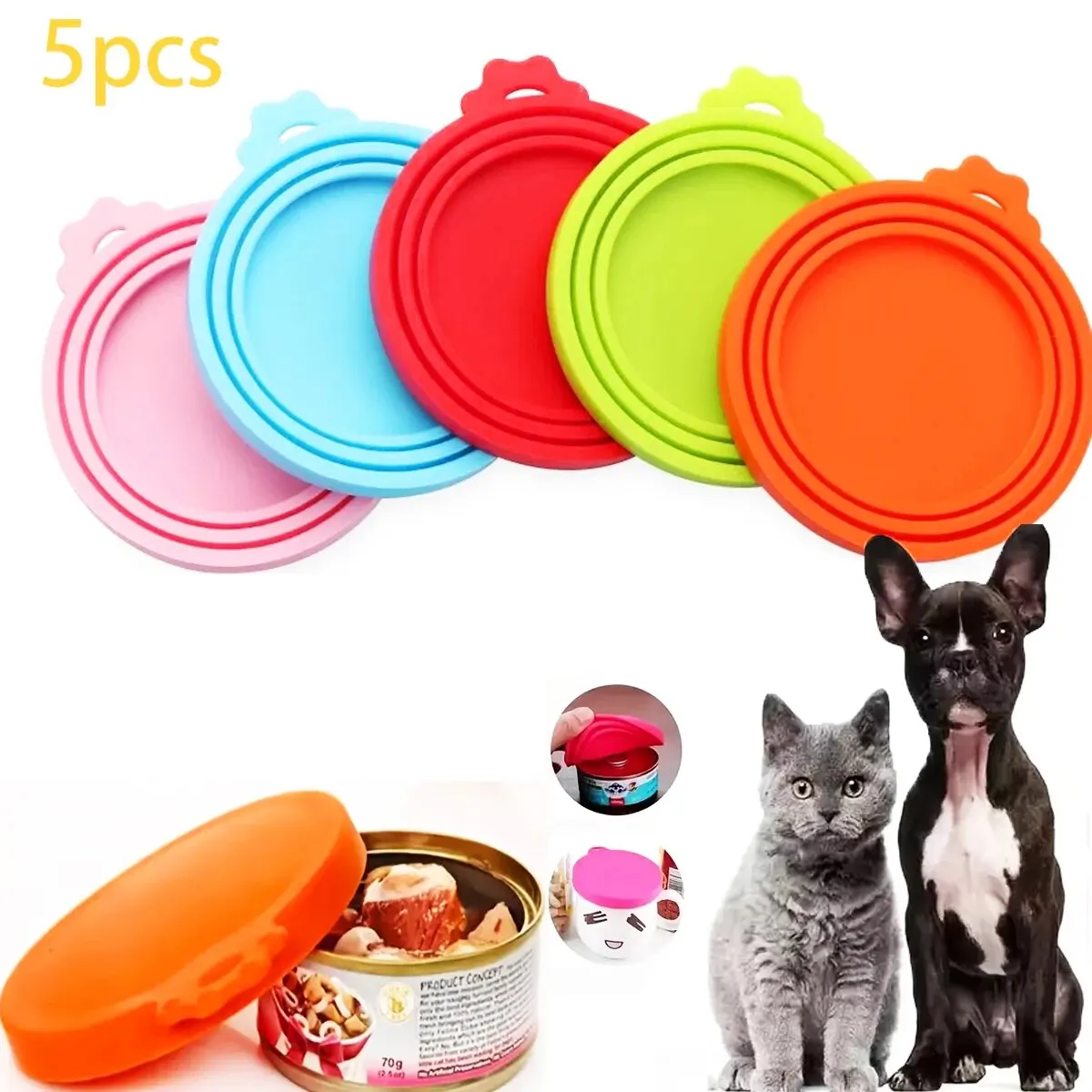 Couvercle Conserve, 4 Pièces Couvercles Silicone de Conserve pour Chien,  Couvercle Boite Conserve Chat, Universel Couvercle Silicone Réutilisables  Chat Chien Nourriture qualité alimentaire Standard : : Animalerie