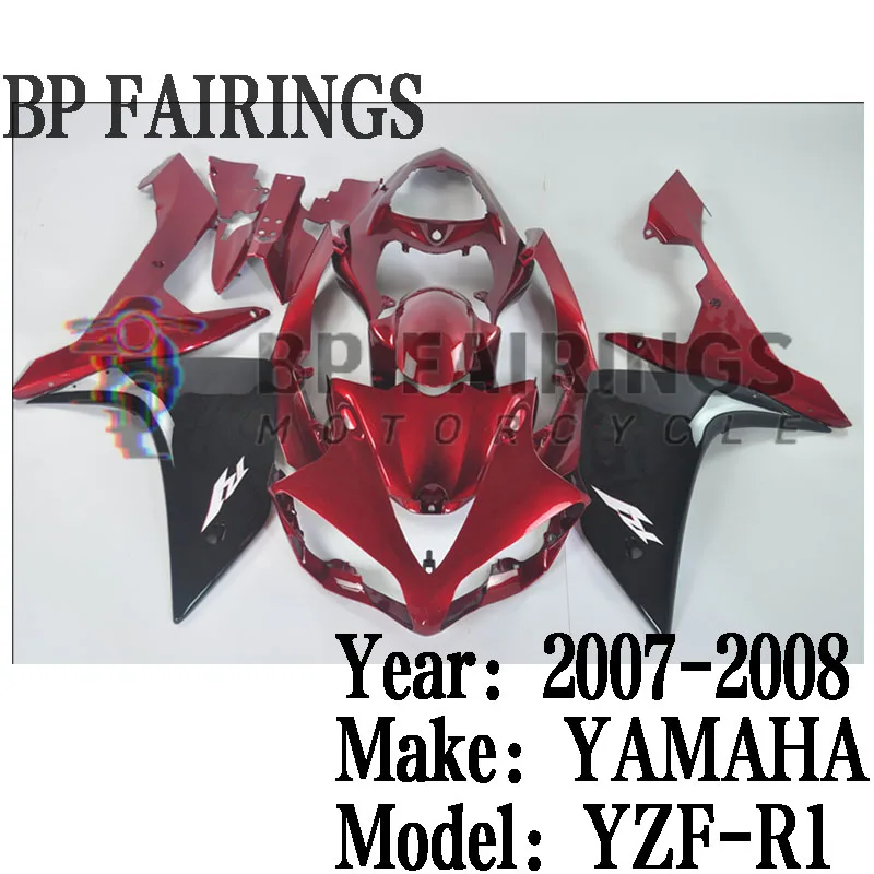 

For YAMAHA R1 fairing kit 2007 2008 Injection molding bodywork set Red Black fairings set YZF R1 07 08