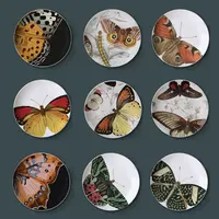 Biomimetic Butterfly Decorative Plate Colorful Insects Sign Board for Home Decor Wall Hanging Ceramics Round Dish Cake Tray 1