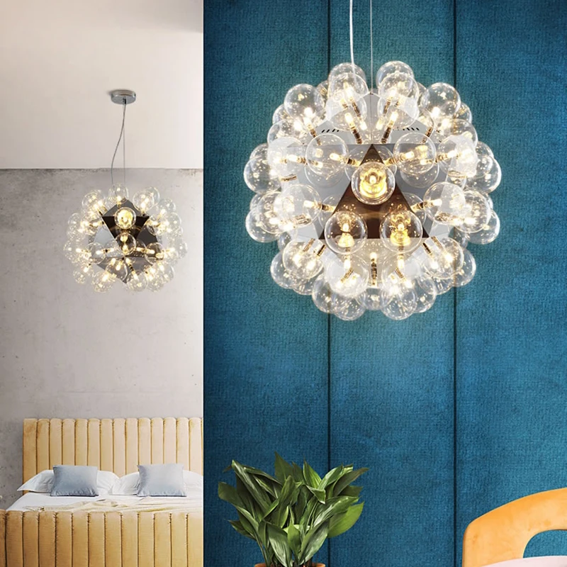 

Nordic Modern Restaurant, Living Room, Bedroom, Store, Bar Counter, Fashionable Stainless Steel Small Ball Glass Bubble Decorati
