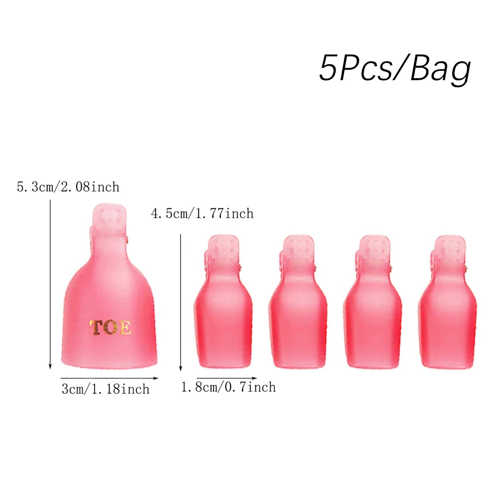 5Pcs Plastic Nail Art Soak Off Cap Clips UV Gel Polish Remover Wrap Colorful Manicure Easy-Off Clip Feet Care Pedicure Tools