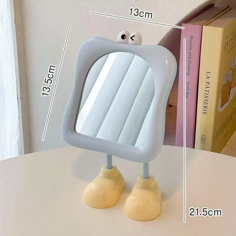 ♥ Sevimli Hareketli Gözlü Masa Aynası - Komik Dönen Gözlü Karikatür Ayaklı Makyaj Aynası, Masa Dekoru ve Makyaj Masası için