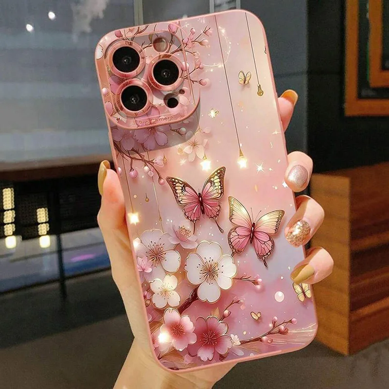 Luxury Romantic Watercolor Butterfly Flower Phone Case Cover