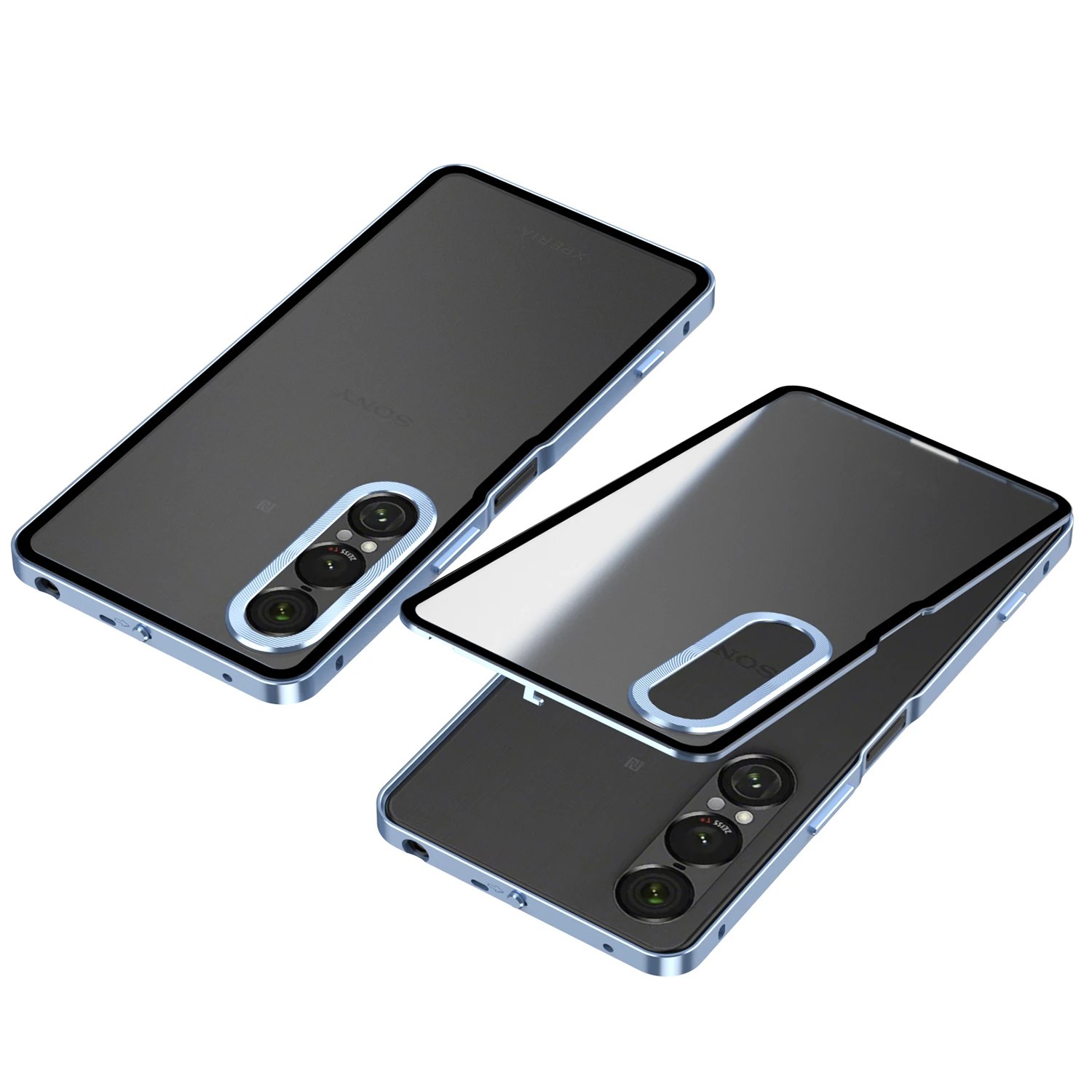 Shockproof Metal Phone Case with Aluminium Alloy Frame and Hard Matte Bumper Cover