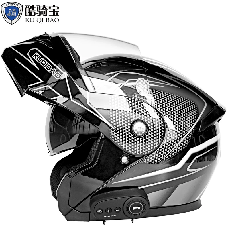 KUQIBAO Men's Motorcycle Helmet With Integrated Bluetooth Headset Longer  Endurance Anti-Fog HD Lens Moto Helmet Approved DOT - AliExpress
