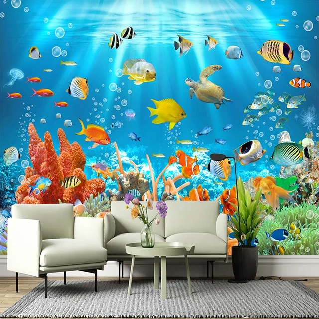 Underwater World Coral Reef Fish Shoal, Sea Fish Custom 3D Mural