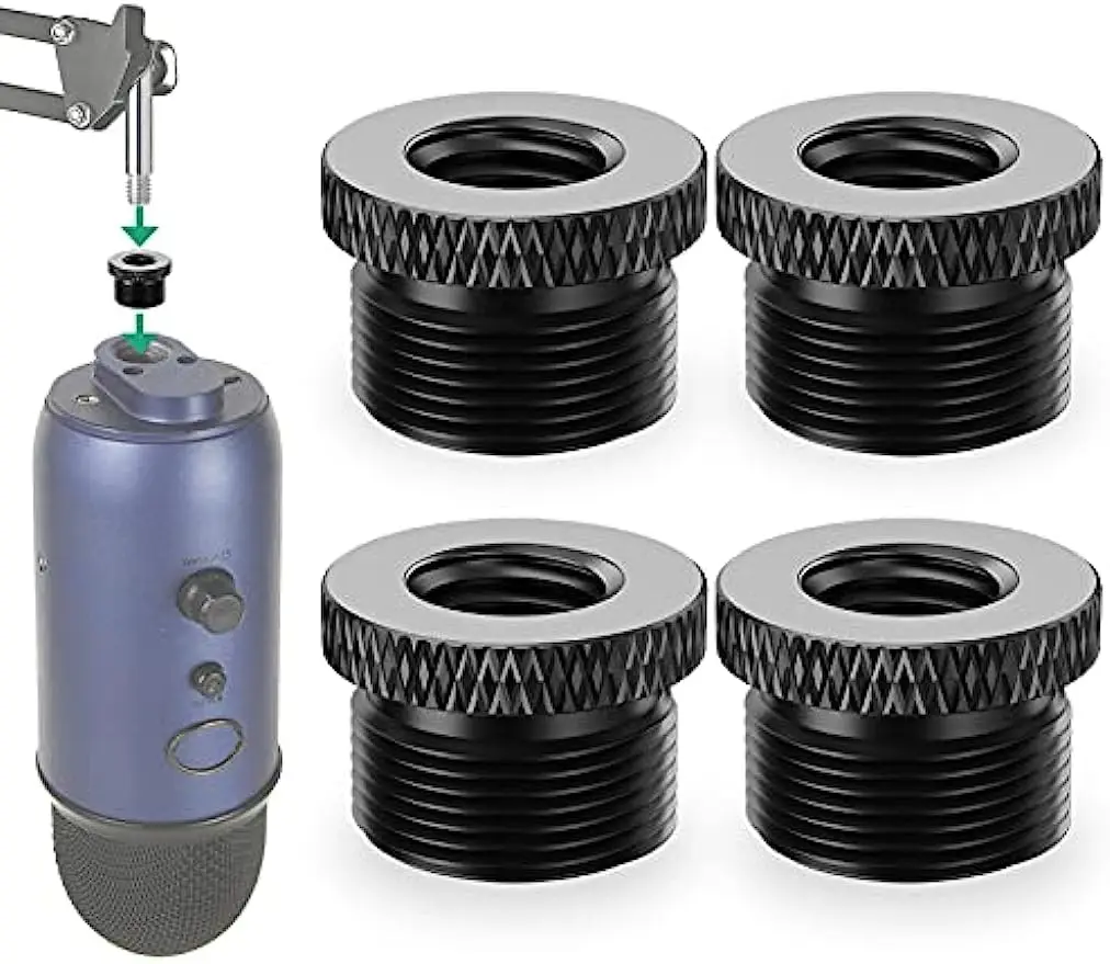 4 pcs Mic Screw Adapter 3/8 Female to 5/8 Male Metal Screw Thread Adapter for Blue Yeti X Snowball Mic Boom Arm Stand