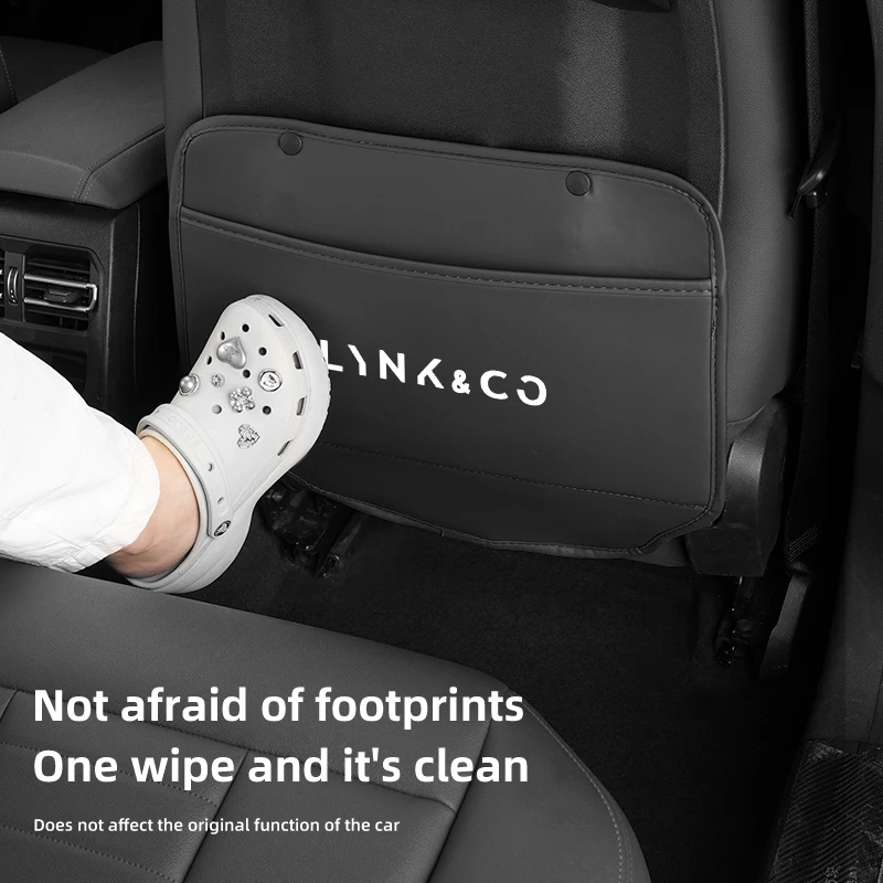 자동차 발차기 방지 매트 가죽 자동차 시트 뒷면 보호 커버 정리함 포함 인테리어 액세서리 LYNK&CO 01 02 03+ 05 06 09 PHEV용