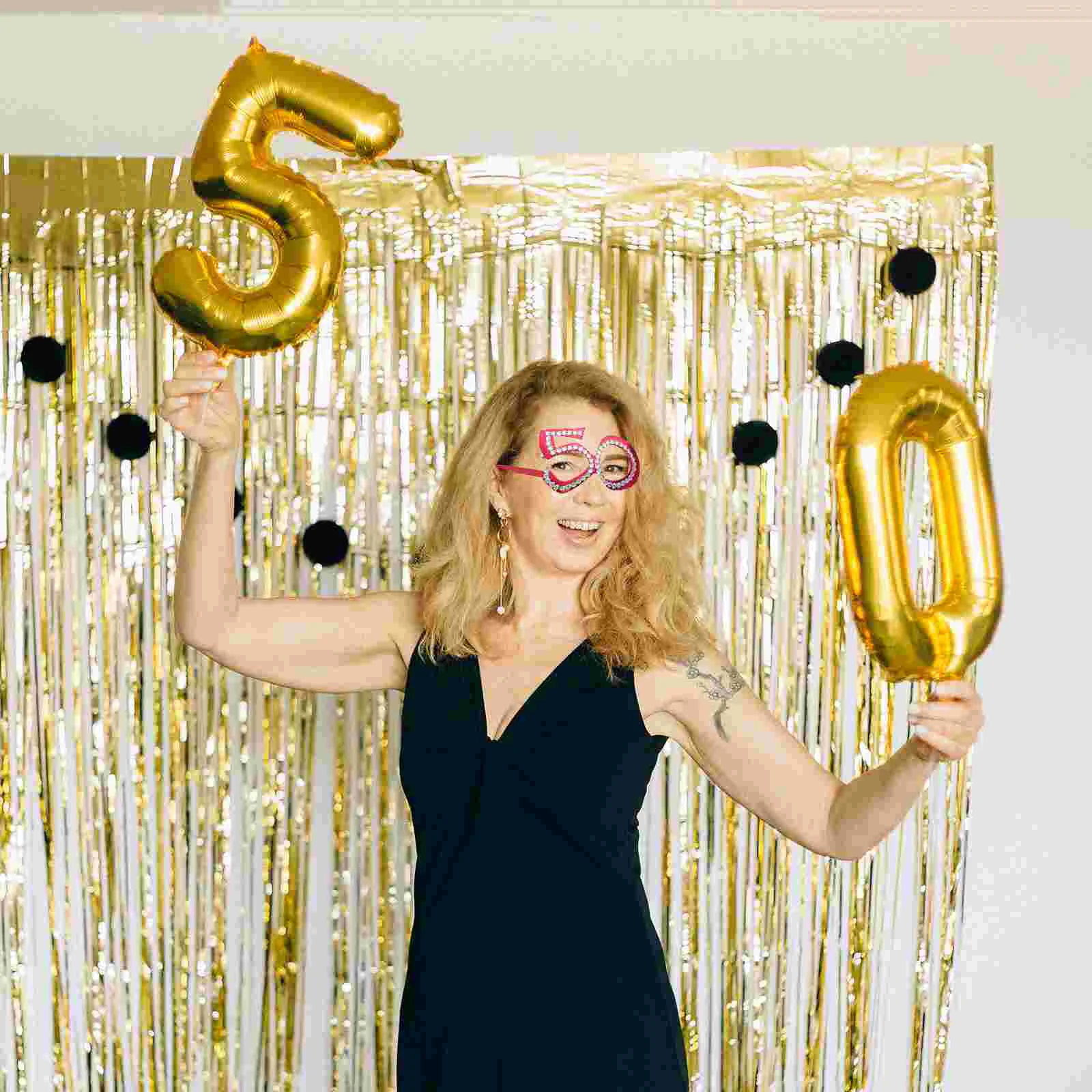 남녀공용 3D 반짝이 숫자 안경, 50 번째 생일 장식, 플라스틱 50 번째 생일 선글라스, 재미있는 파티 선글라스