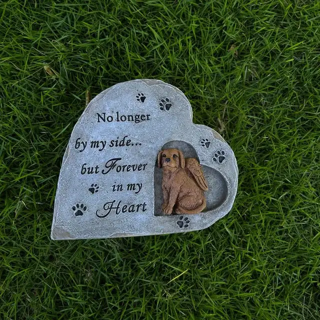 Gyanta Kölyökkutya Sírkő Kisállat Sírjelző Szív Alakú Kedvtelésből Tartott Kisállat-Sírjelző A Temető Háztáji Emlékműve - Image 3