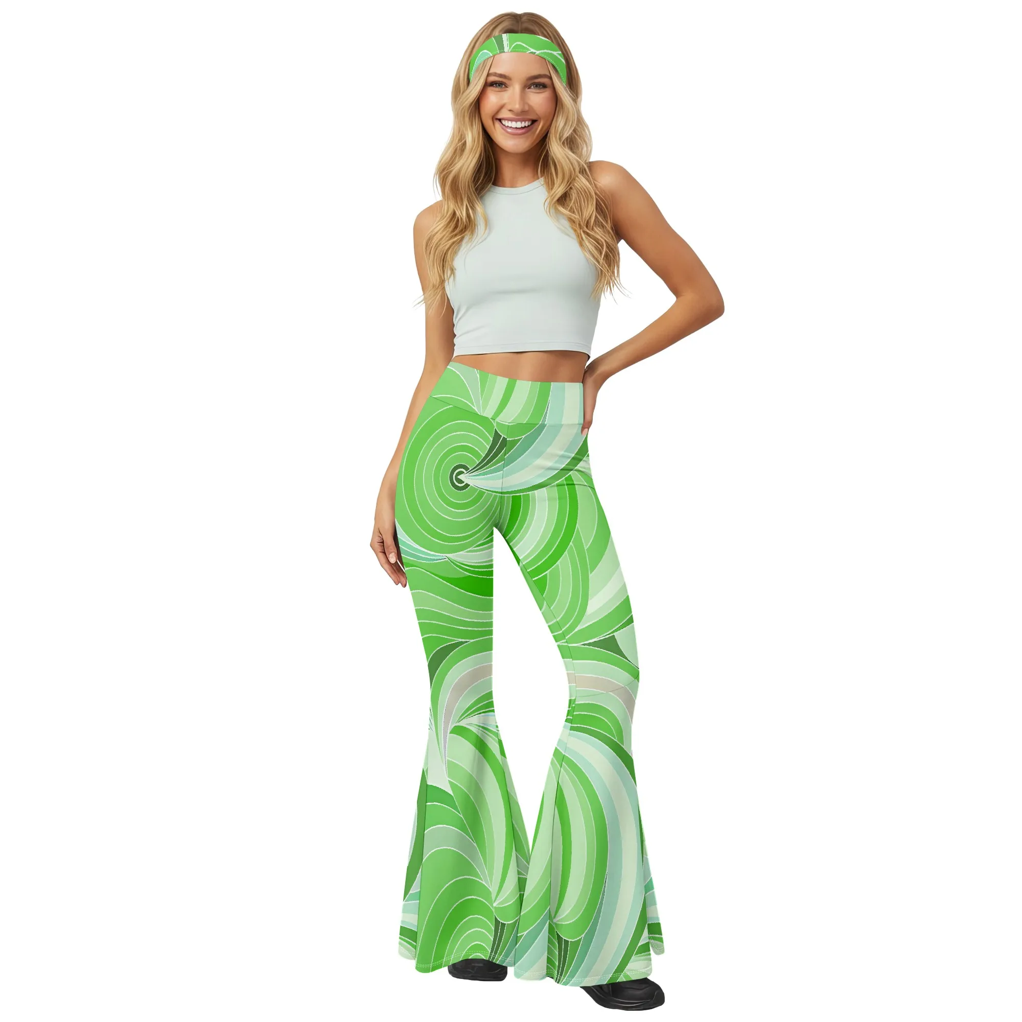 Damen-Freizeithose mit 3D-Druck für Frühling und Sommer, modische Schlaghose mit hoher Taille. – Detail 4