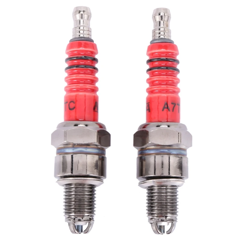 Racing 3 Electrode Spark Plug A7tc for 50cc 110cc 125cc 150cc Atv Scooter Dirt Bike Go Kart Pack of 2 motorcycle spark plug