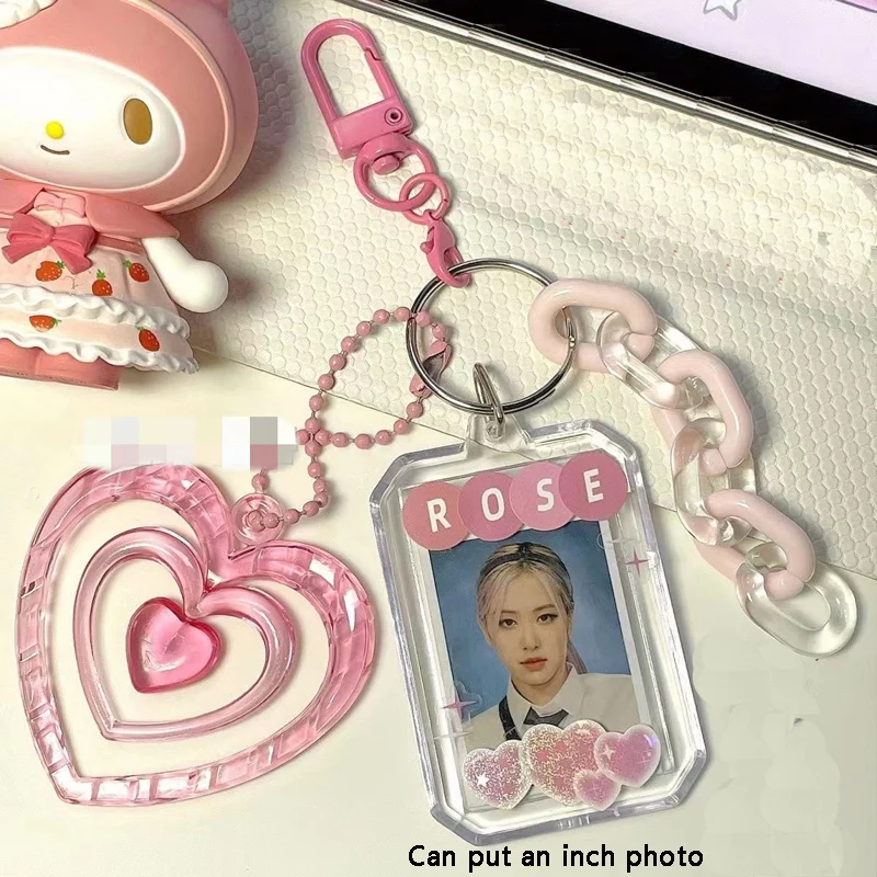 

Ins 1-inch Inch Photo Transparent Frame Key Holder Kawaii Backpack Decorative Pendant Student Idol Photo Keychain Toy Ornament