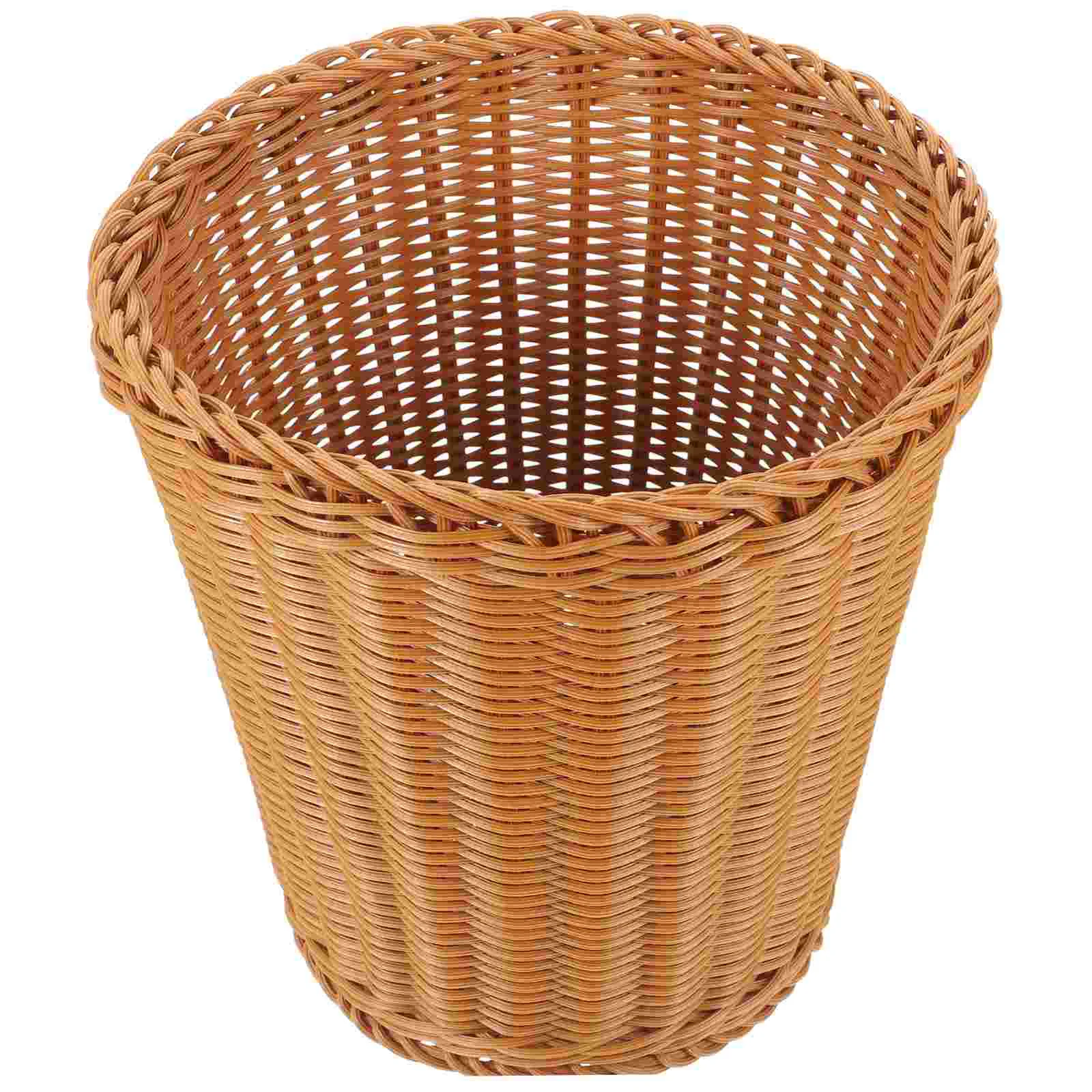 

Woven Trash Can Homedecor Sundries Container Boho Rattan Basket Brown Pastoral Style Household Imitation Storage