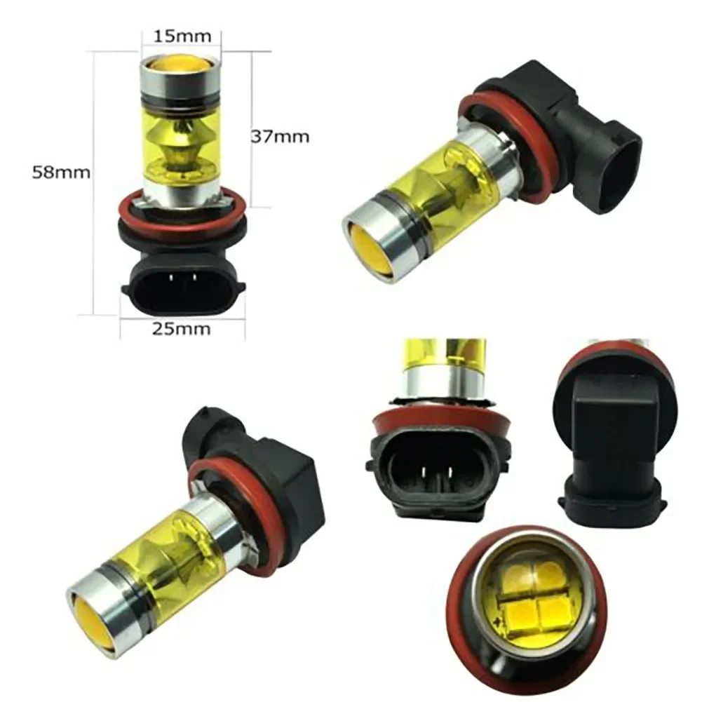 2pcs H11 H8 Led Yellow Fog Light Bulbs 12V 1500LM 4300K 100W Car Driving Running Lamps Auto Caution Light Bulb Accessories led car lights led lights led bulbs