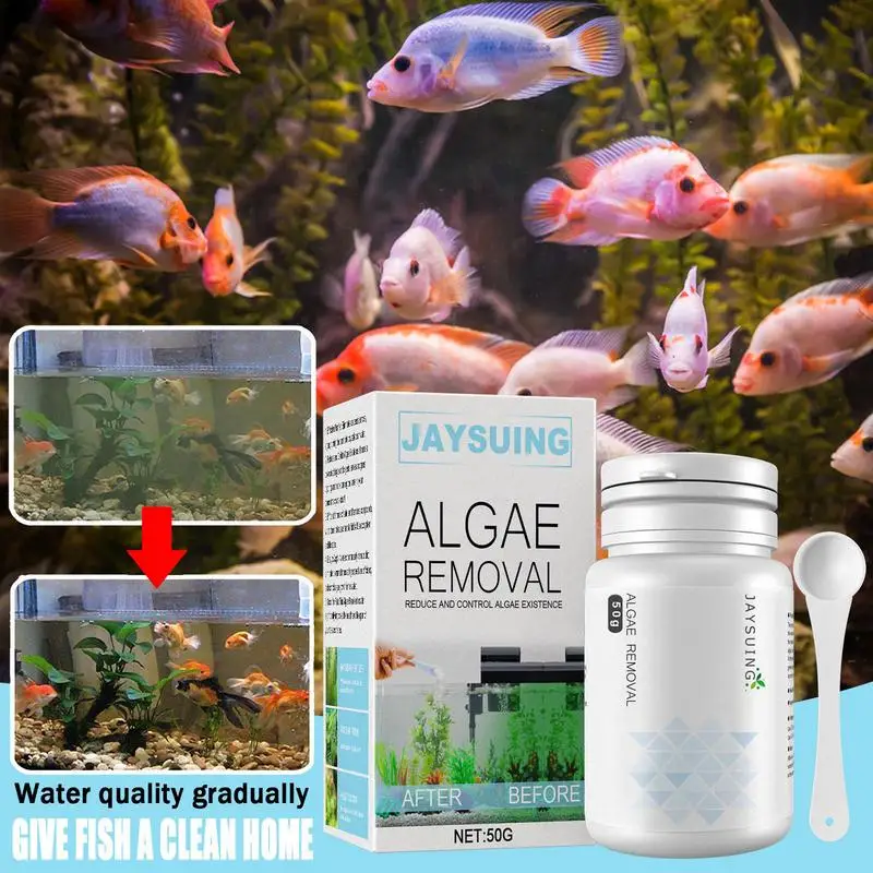 Hot Sale Aquarium Algaecide Water Algae Control Agent Fish Tank Moss  Remover 50g Cleaning Tools Fish Aquatic Pet Supplies