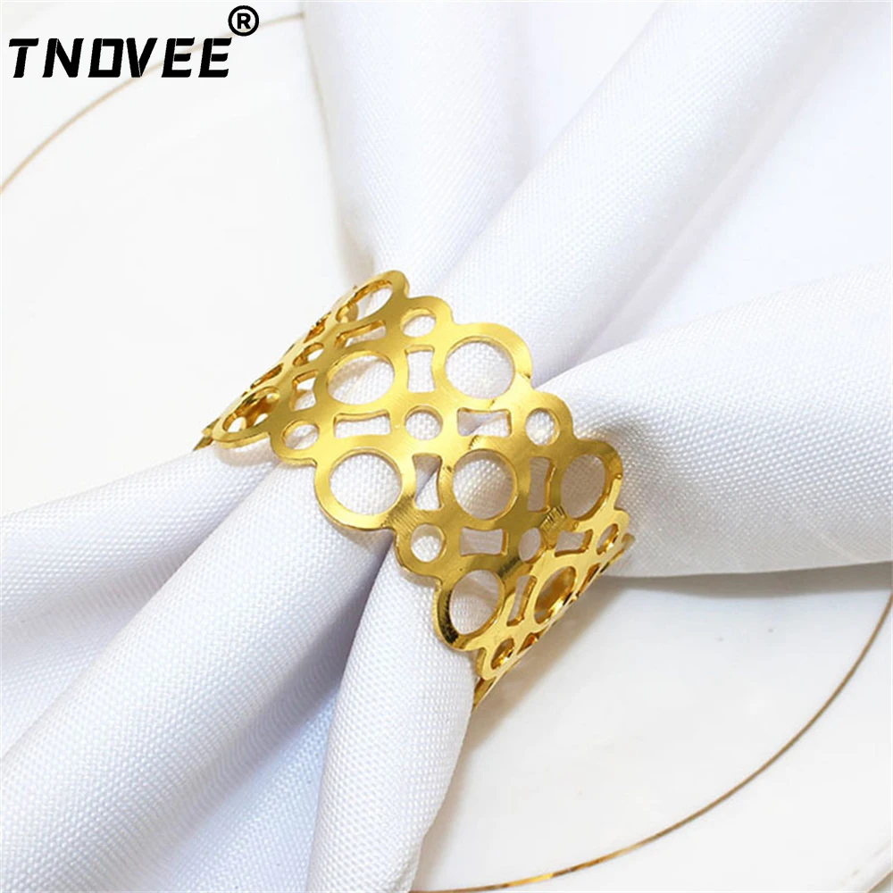 6Pcs Ramadan Decoration Gold Napkin Rings Holder for Wedding Christmas Baby Shower Dining Table Decoration (Silver) ERM18