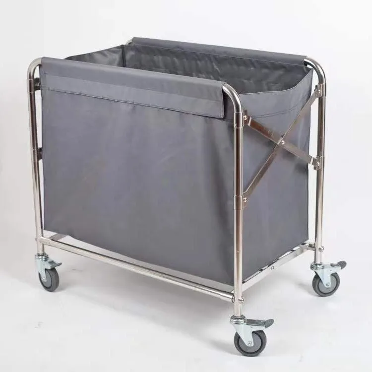 3.0mm Thick Stainless Steel Folding Hotel Trolley Dry Wet Classification Handcart PPR 4 5inch Silent Wheel Cart Service Vehicle