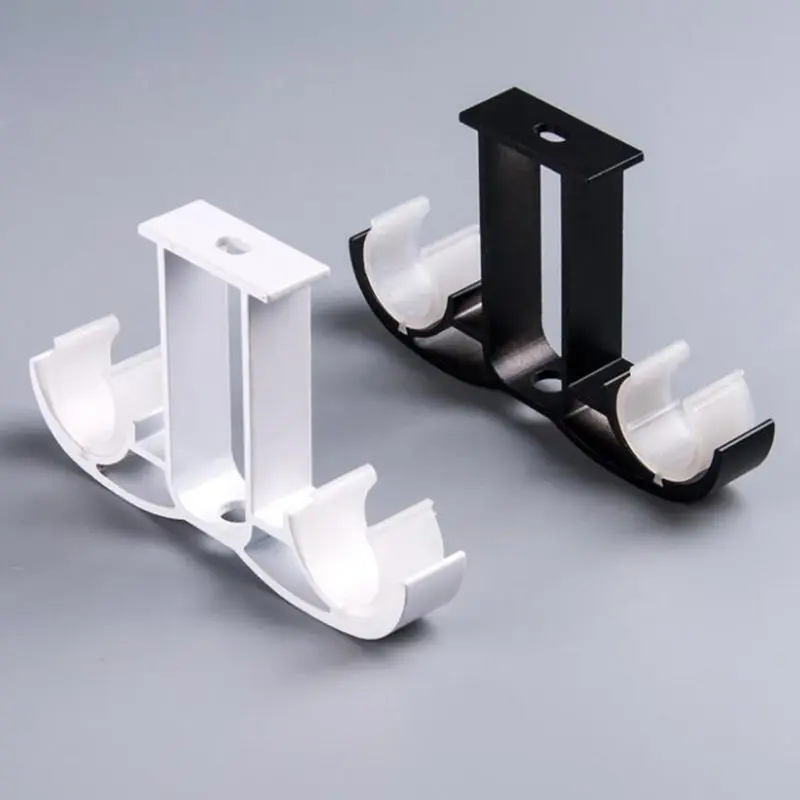 Curtain Rod Ceiling-Mount Bracket for 28mm Rod,Aluminum Alloy Double Curtain Rod Bracket Holder,Matt Black /White Finish rideaux