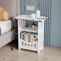 Modern Nordic Style Wooden Storage Table - Multipurpose Bedside & Living Room Organizer, Non-Waterproof Wood Material 2