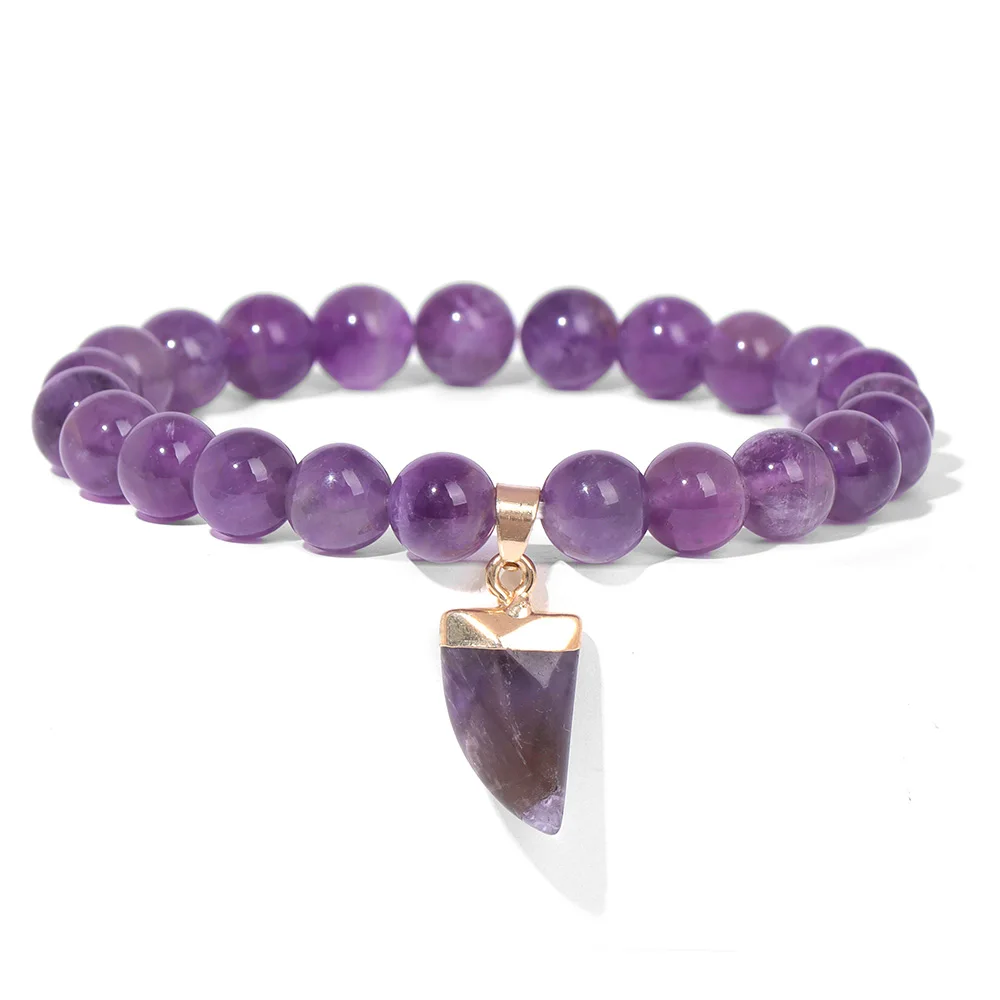 Naturstein Anhänger Armband Blauer Sodalith Malachit Amethyste Tigerauge Stein Kreis Sechseckiges Herz Charm Armreifen Schmuck – Detail 18