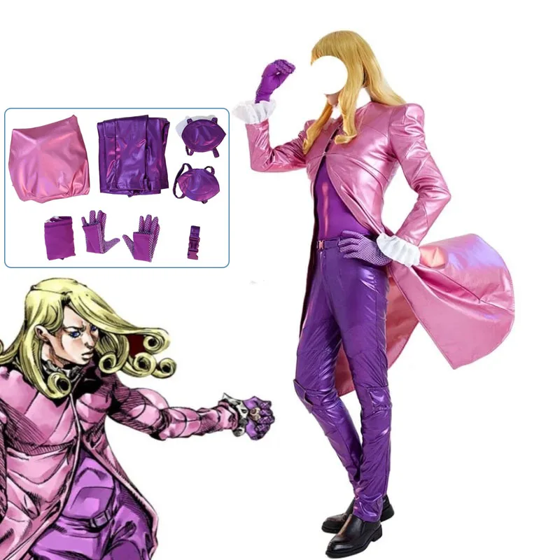 

Anime JoJo'S Bizzare Adventure Steel Ball Run Funny Valentine Cosplay Costume Halloween Carnival Party Outfits Men Suits
