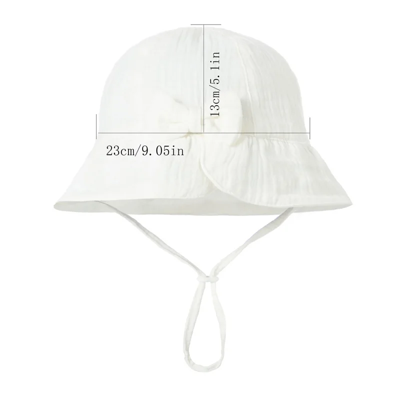 Muslin Baby Summer Hat Beach Kids Sun Hats for Girls Bow Sweet Infant Cap Toddler Bucket Hat Newborn Accessories 0-12M 3