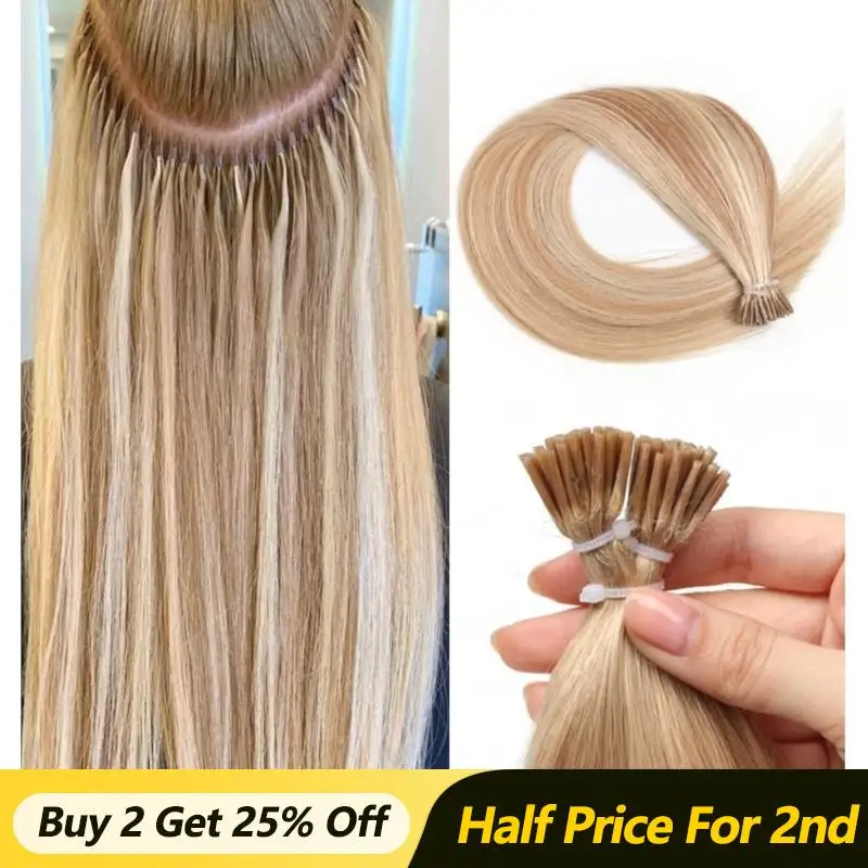 MRS HAIR I Tip Hair Extensions Real Human Hair Pre Bonded Micro Beads