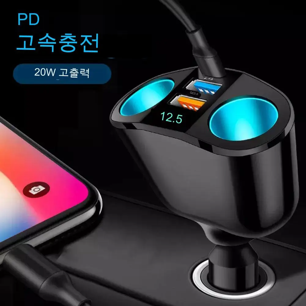 ڵ  , 12V-24V  ø, Ķ  PD QC3.0, 2 USB  C Ʈ, ޴ DVR Cha H4P2