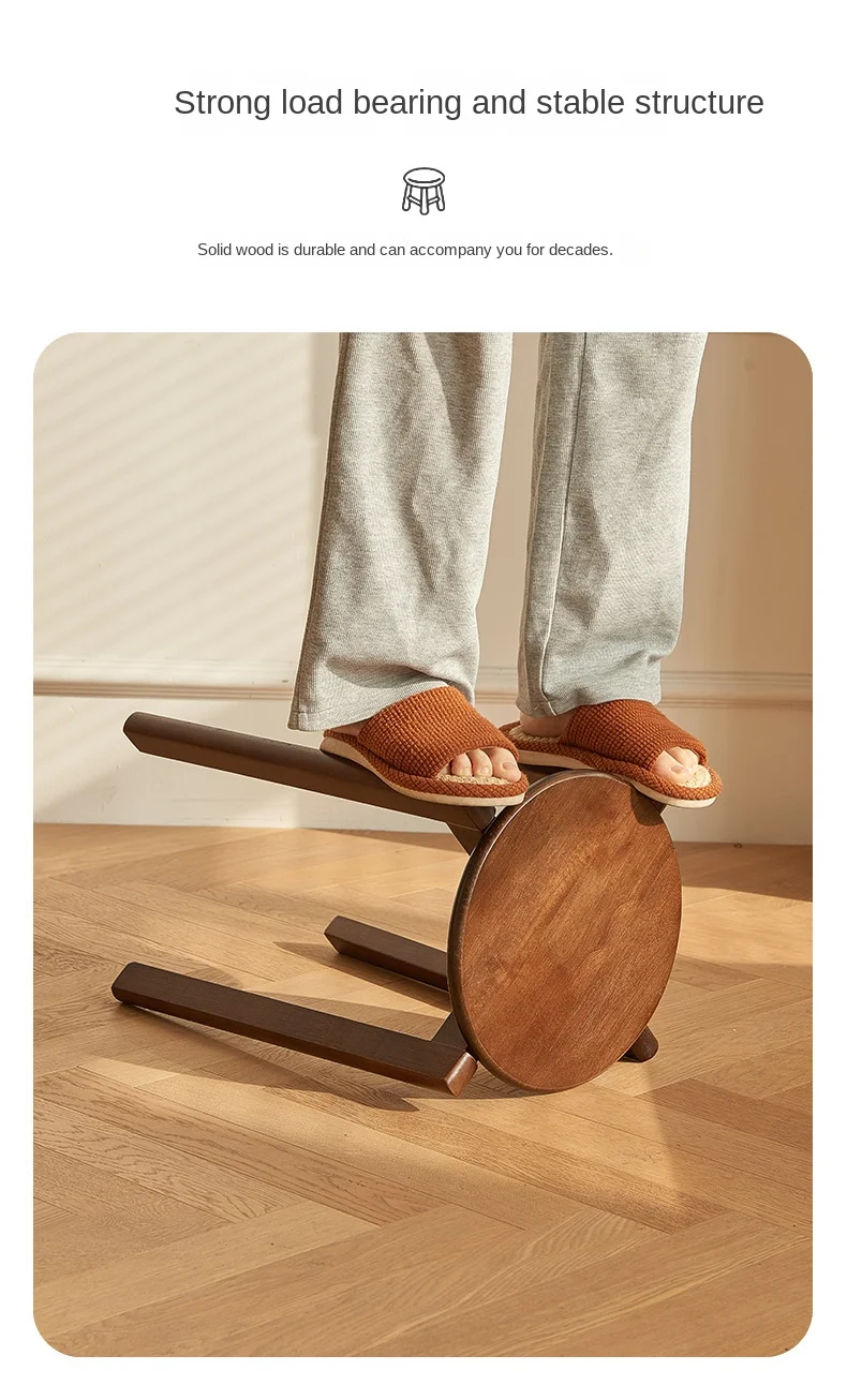 Dining Table Stool Household Solid Wood Living Room Dining Room Stackable Modern Simple Square Round Rubber Wood Drop-shipping