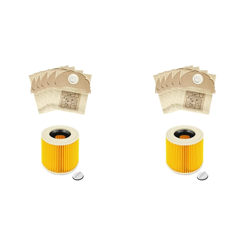 

2X Replacement HEPA Filters Dust Bag For Karcher WD2 WD3 MV3 MV2 Vacuum Cleaner Accessories Replaces 6.414-552.0