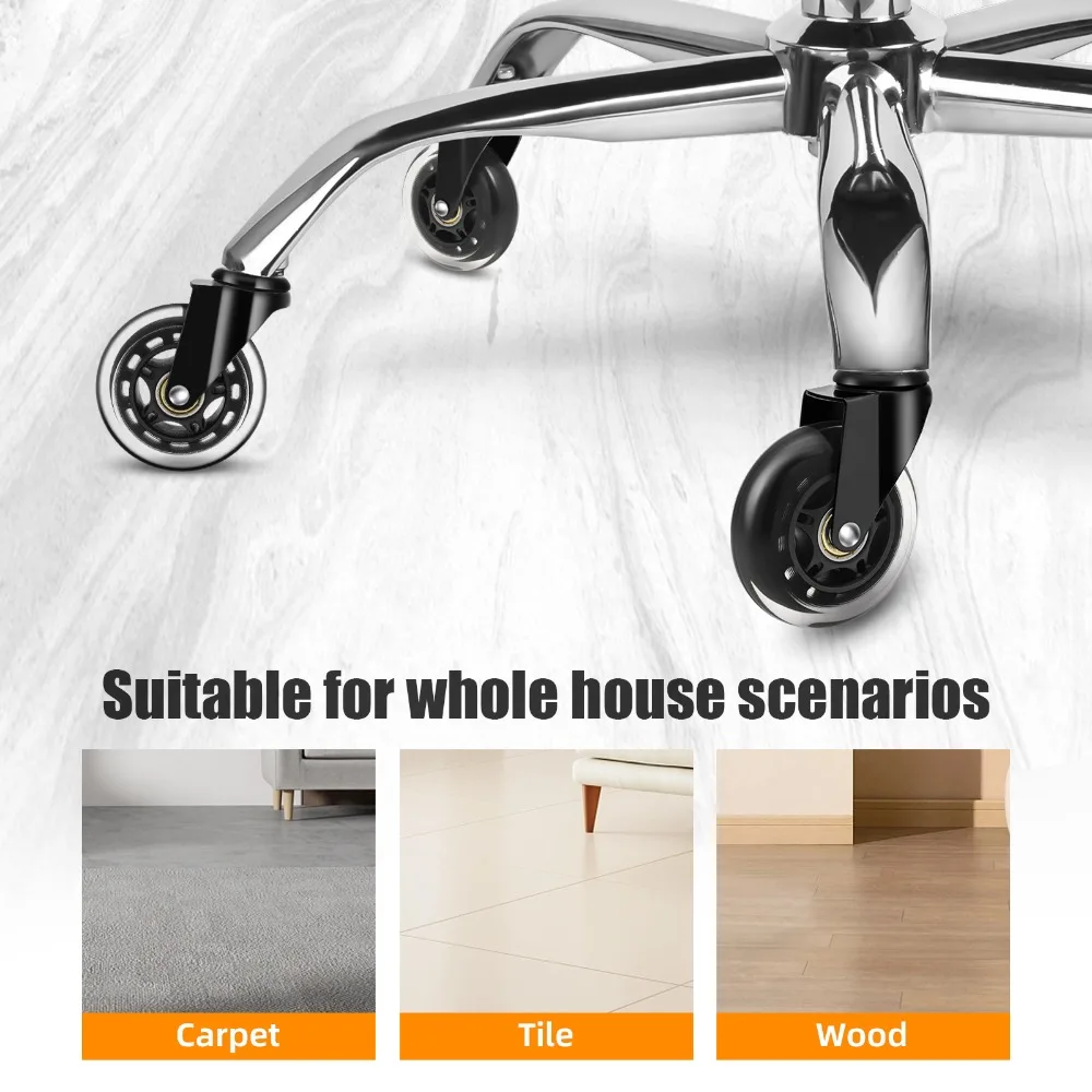 Set of 5 Quiet 3-Inch Rubber Furniture Casters – Smooth 360° Rotating Wheels