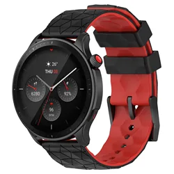 Versatile Silicone Strap for Smartwatches - 22mm & 20mm Adjustable Wristband Bracelet (Black red)