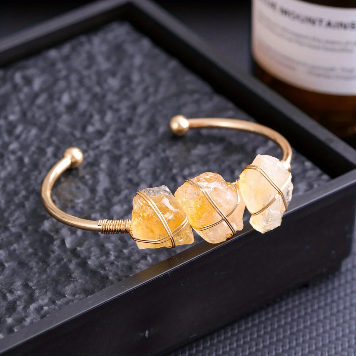 YEEVAA 1pc Natural Crystal Bracelet Irregular Raw Stone Copper Wire Wrapped Chakra Healing Balance Gemstone Bangle Jewelry Gift 5